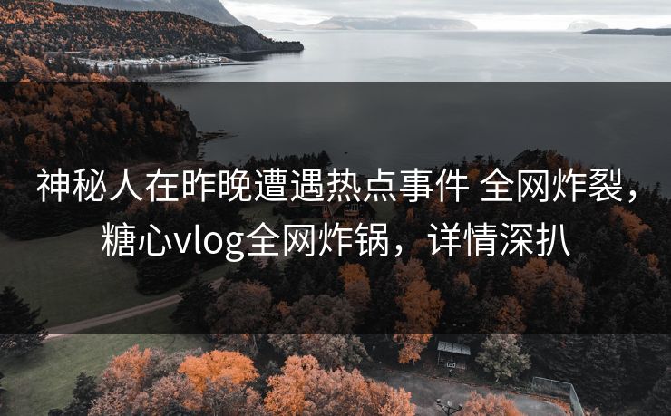 神秘人在昨晚遭遇热点事件 全网炸裂,糖心vlog全网炸锅,详情深扒 神秘人在昨晚遭遇热点事件 全网炸裂,糖心vlog全网炸锅,详情深扒