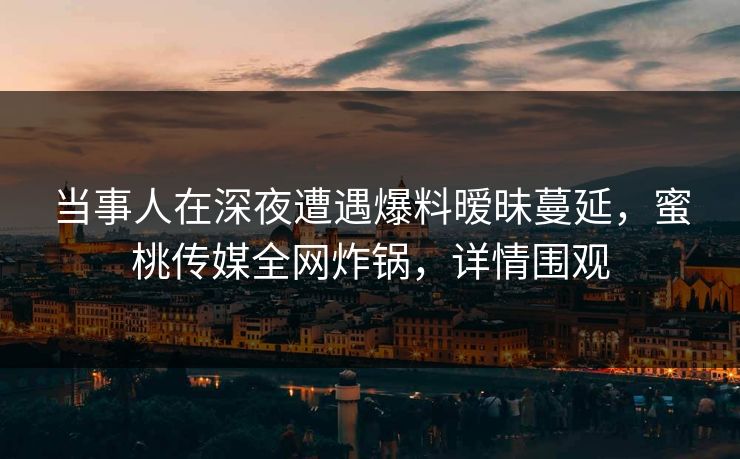 当事人在深夜遭遇爆料暧昧蔓延，蜜桃传媒全网炸锅，详情围观  第1张
