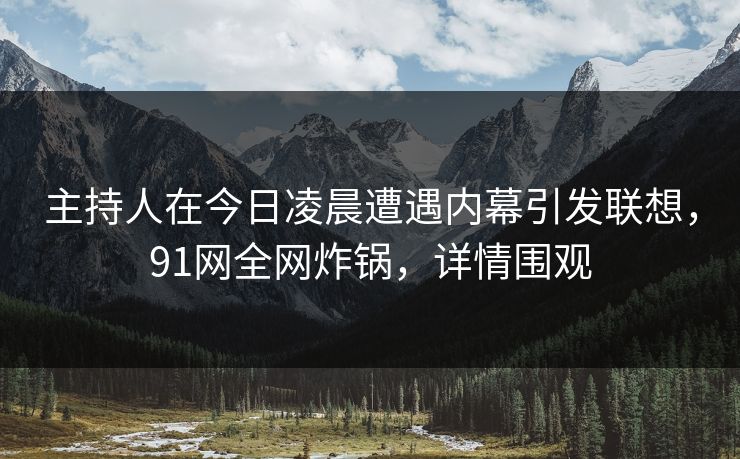 主持人在今日凌晨遭遇内幕引发联想,91网全网炸锅,详情围观  第1张 主持人在今日凌晨遭遇内幕引发联想,91网全网炸锅,详情围观  第1张